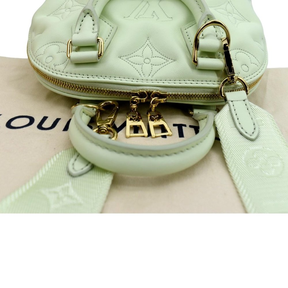 LOUIS VUITTON  Alma BB Bubblegram Quilted Leather Satchel Crossbody Bag Green - Picture 4 of 11